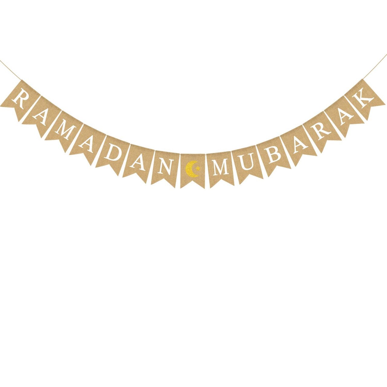 RAMADAN MUBARAK Banner with Moon and Star Mantel Fireplace Decoration